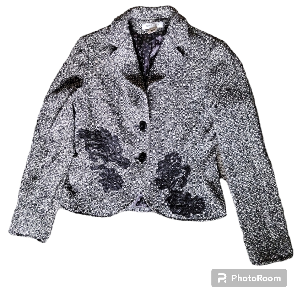 Nine West Black & White Wool Blazer - 6